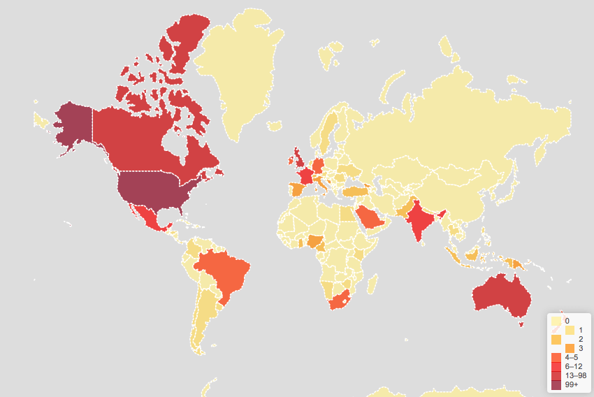 brave enough 2018 geographic heat map worldwide