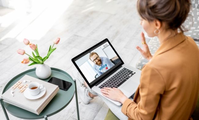 physician networking about a non-clinical job via video call