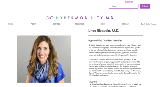 Hypermobility MD about Dr Bluestein on the Career Rx Podcast with Marjorie Stiegler